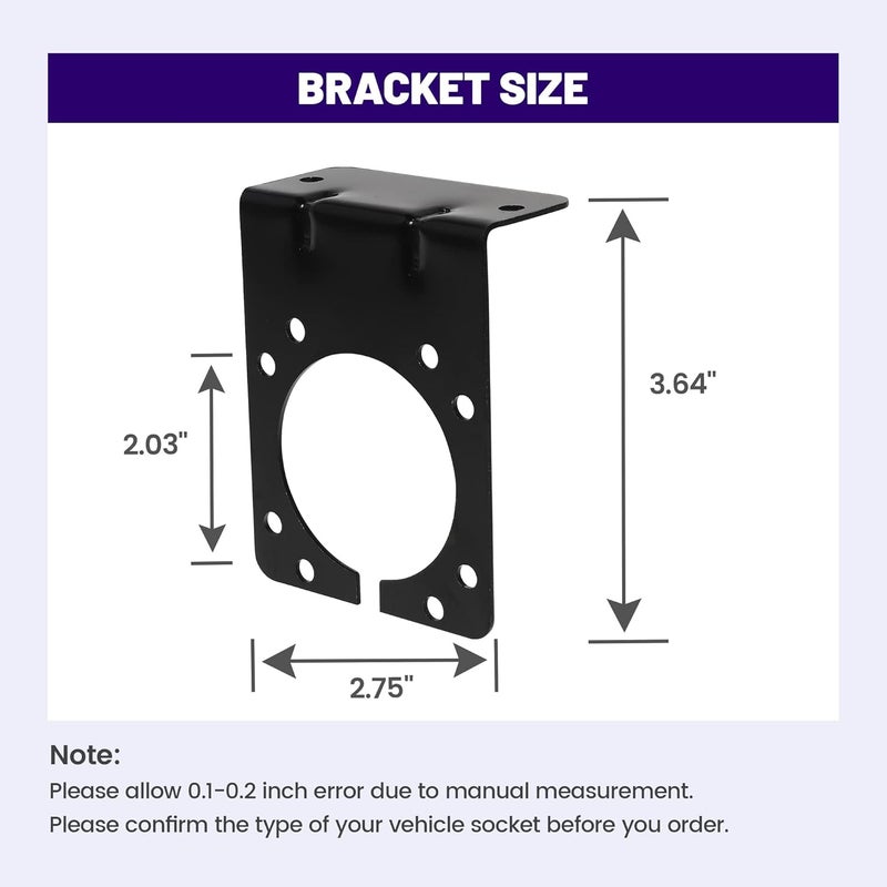 Oyviny 7 Way RV Blade Trailer Socket Mounting Bracket, Metal Mounting Bracket for General Use, Metal Hardware Screws and Nuts Included - Image 2